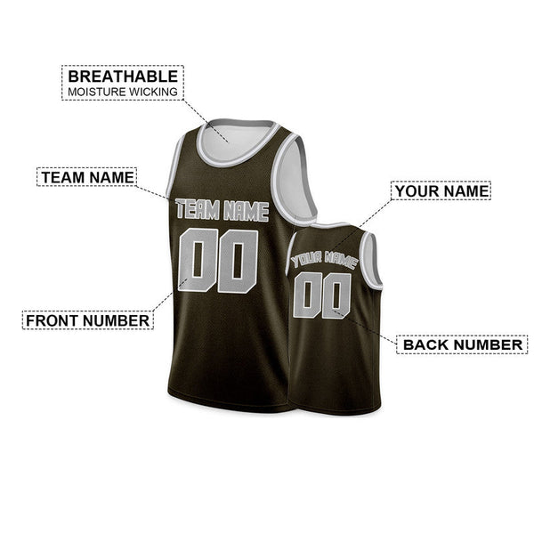 Custom Olive Gray Round Neck Rib-Knit Basketball Jersey