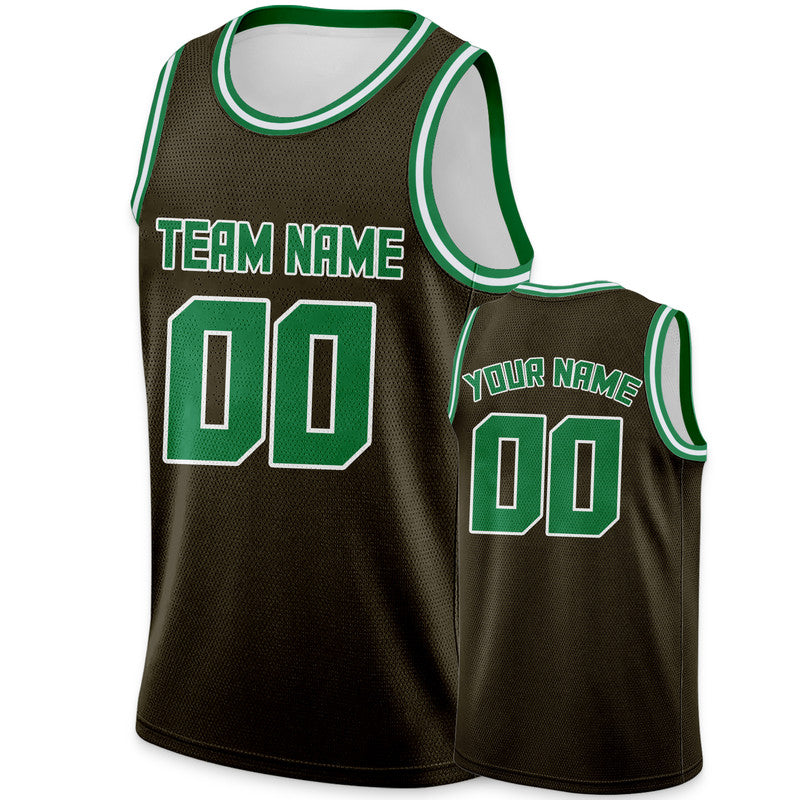 Custom Olive Green Round Neck Rib-Knit Basketball Jersey