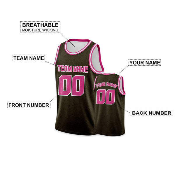 Custom Olive Pink Round Neck Rib-Knit Basketball Jersey