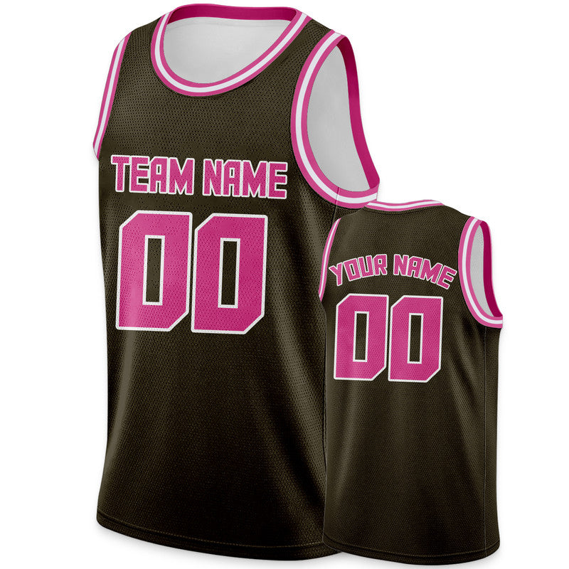 Custom Olive Pink Round Neck Rib-Knit Basketball Jersey