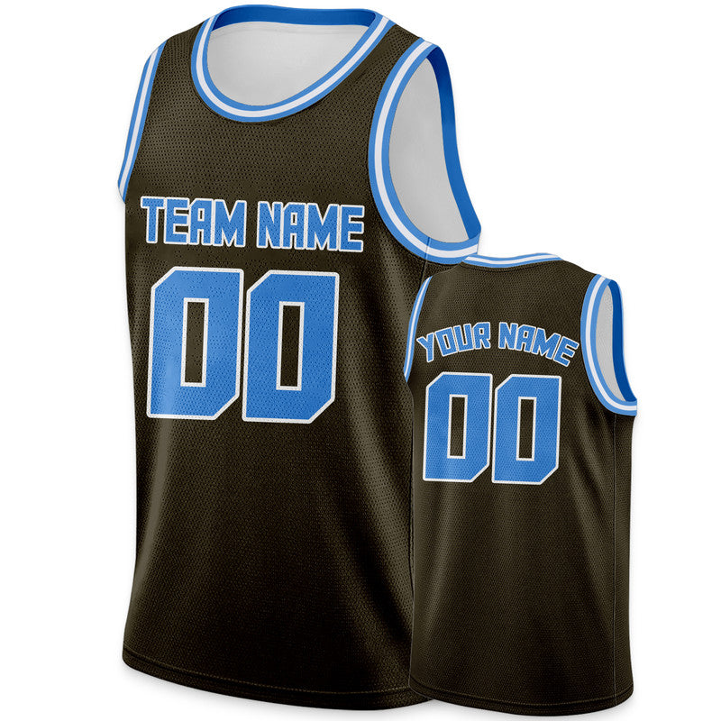 Custom Olive Powder Blue Round Neck Rib-Knit Basketball Jersey