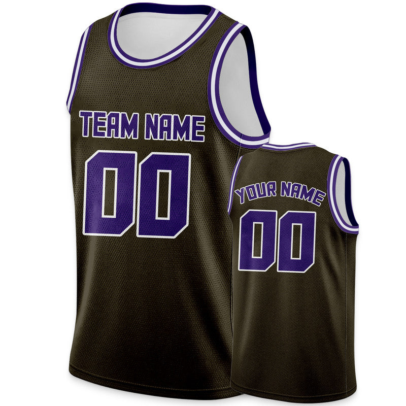 Custom Olive Purple Round Neck Rib-Knit Basketball Jersey