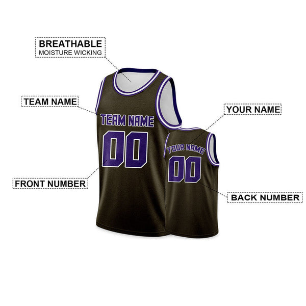 Custom Olive Purple Round Neck Rib-Knit Basketball Jersey