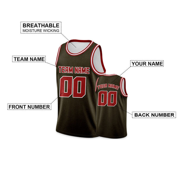 Custom Olive Red Round Neck Rib-Knit Basketball Jersey