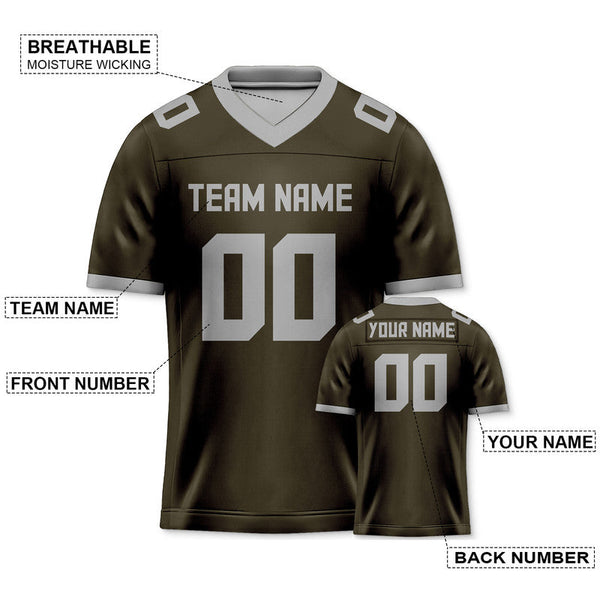 Custom Olive Gray Mesh Authentic Football Jersey