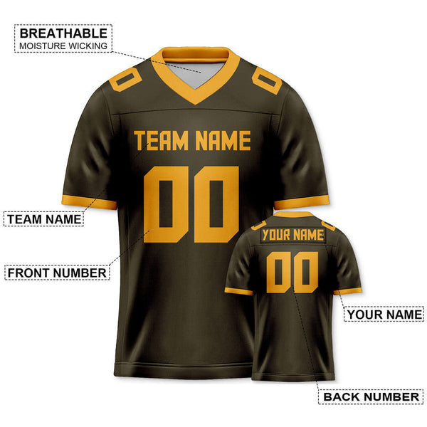 Custom Olive Gold Mesh Authentic Football Jersey