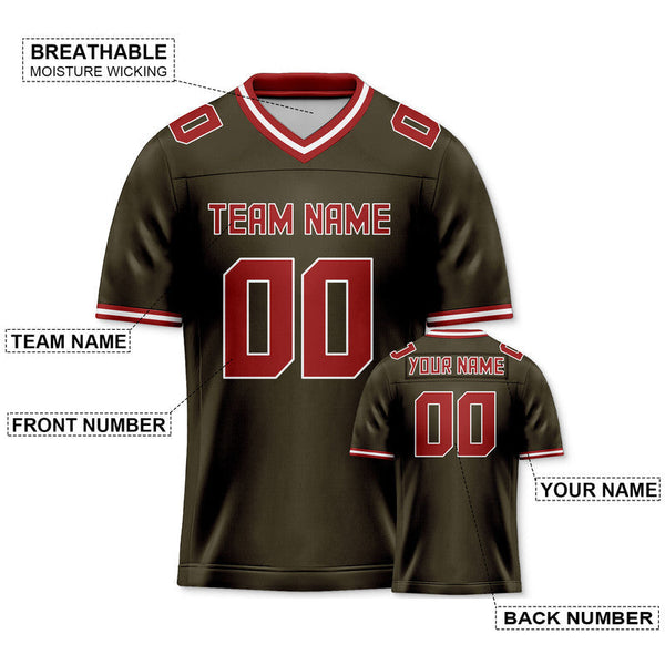 Custom Olive Red Mesh Authentic Football Jersey