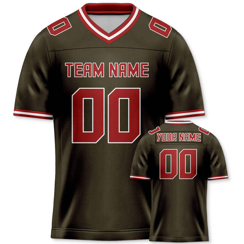 Custom Olive Red Mesh Authentic Football Jersey