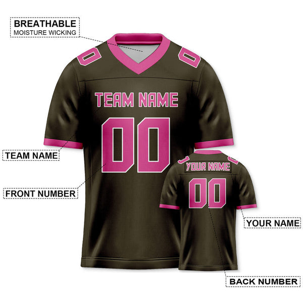 Custom Olive Pink Mesh Authentic Football Jersey