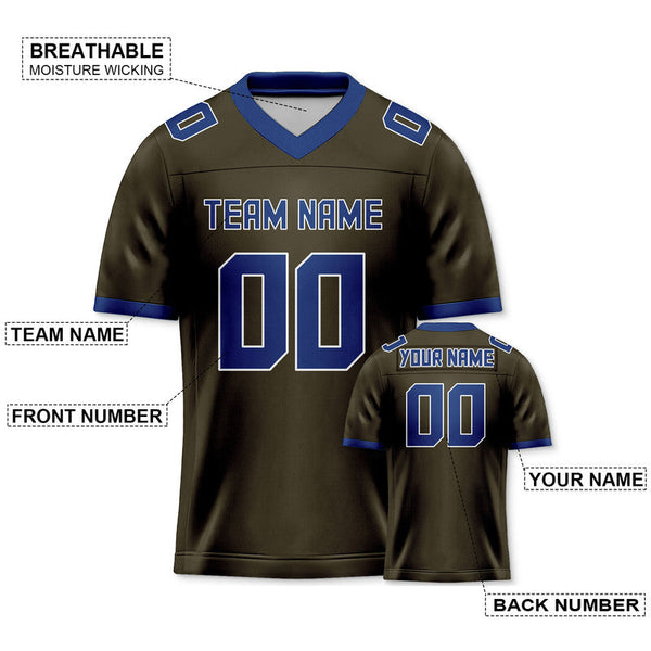 Custom Olive Royal Mesh Authentic Football Jersey