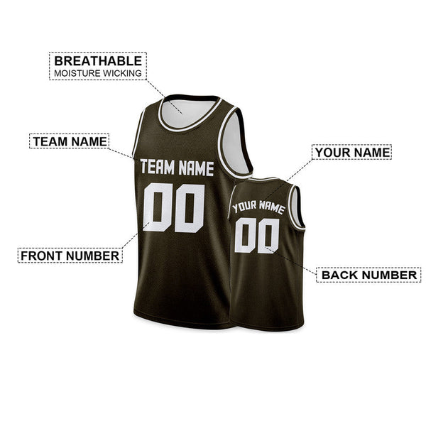 Custom Olive White Authentic Basketball Jersey