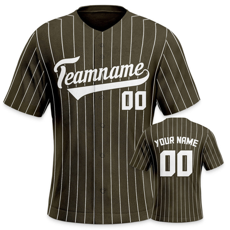 Custom Olive Gray Pinstripe White Gray Authentic Baseball Jersey