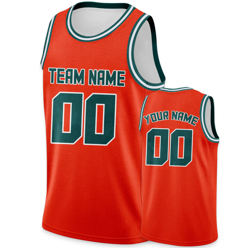 Custom Orange Aqua Round Neck Rib-Knit Basketball Jersey