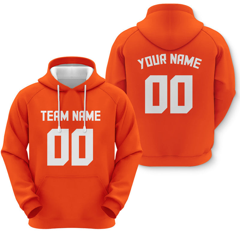 Custom Orange White Sports Pullover Sweatshirt Football Hoodie