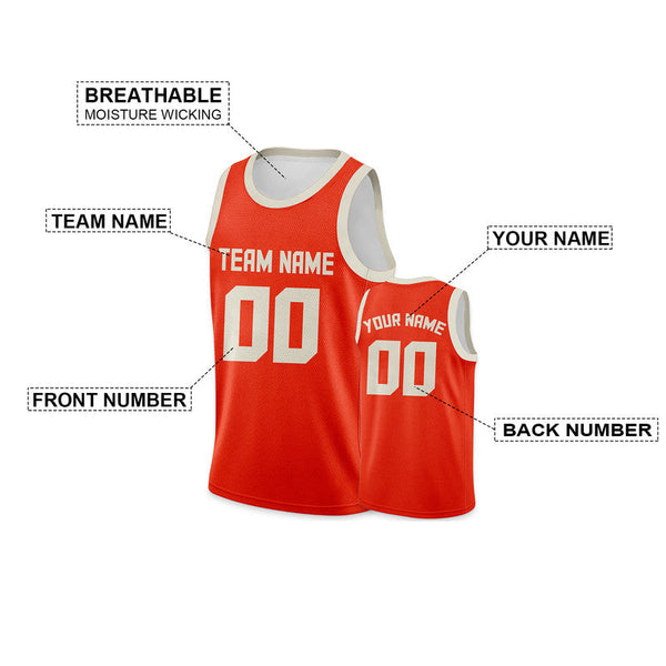 Custom Orange Cream Round Neck Rib-Knit Basketball Jersey