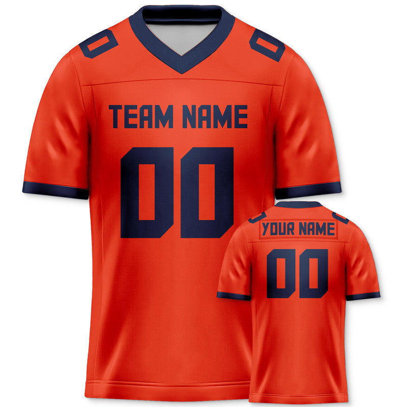 Custom Orange Navy Mesh Authentic Football Jersey