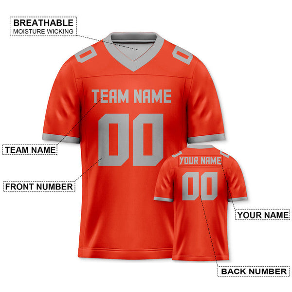 Custom Orange Gray Mesh Authentic Football Jersey