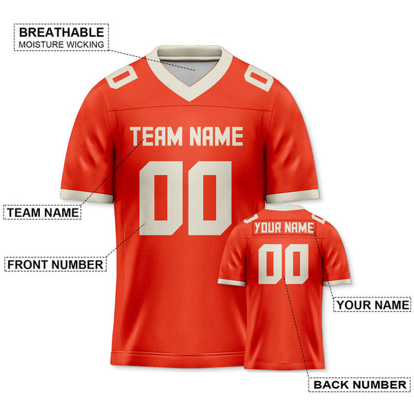 Custom Orange Cream Mesh Authentic Football Jersey