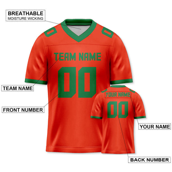 Custom Orange Green Mesh Authentic Football Jersey