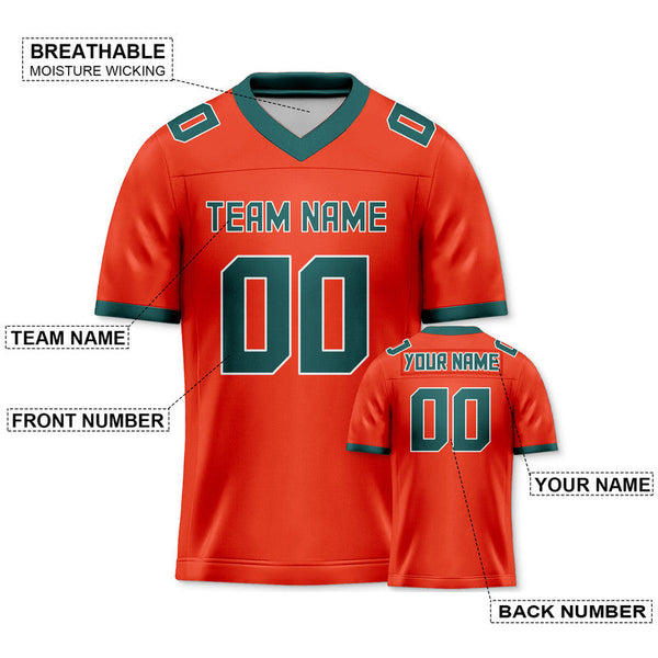 Custom Orange Kelly Green Mesh Authentic Football Jersey