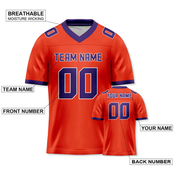 Custom Orange Purple Mesh Authentic Football Jersey