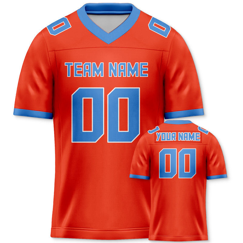 Custom Orange Light Blue Mesh Authentic Football Jersey