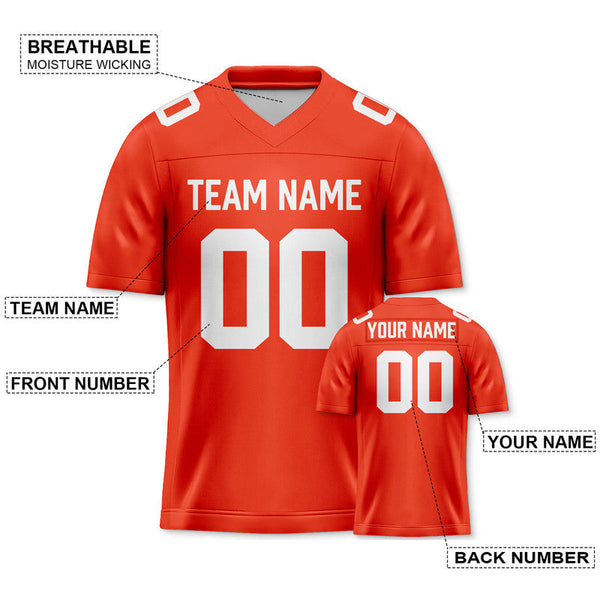 Custom Orange White Authentic Football Jersey