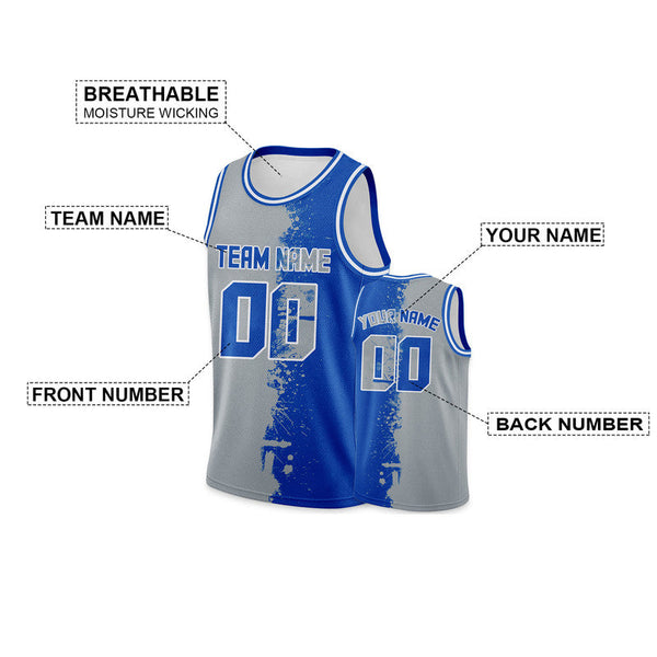 Custom Powder Blue Gray-White Authentic Spilt Fashion Basketball Jersey