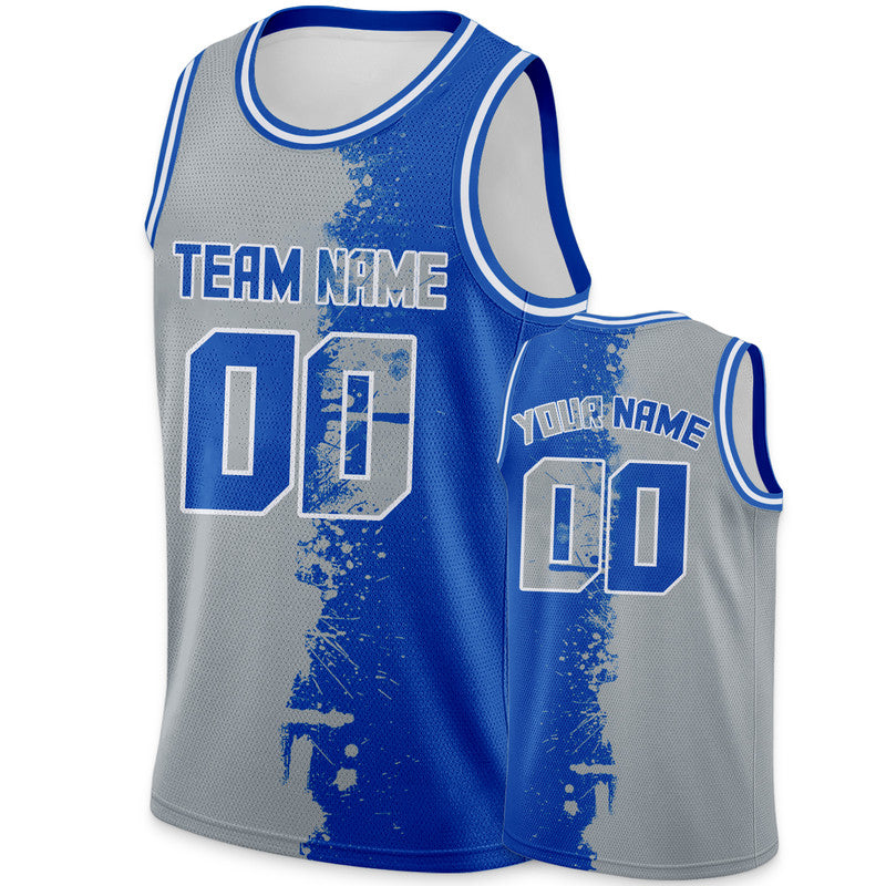 Custom Powder Blue Gray-White Authentic Spilt Fashion Basketball Jersey