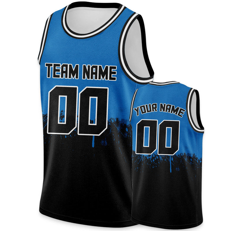 Custom Powder Blue Black-White Authentic Spilt Fashion Basketball Jersey