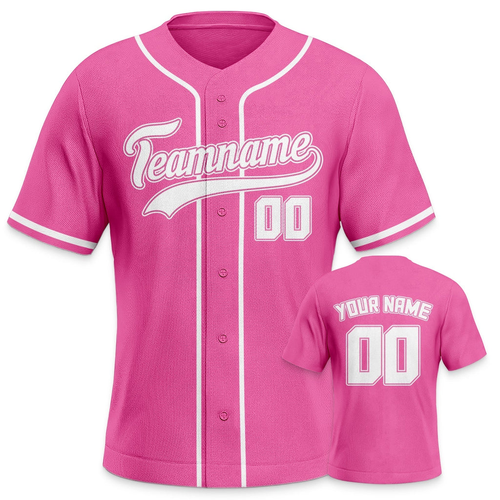 Custom Pink Pink-White Authentic Baseball Jersey