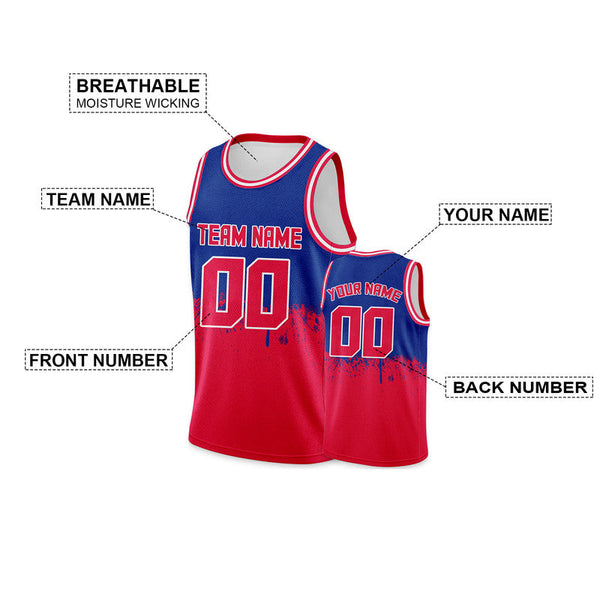 Custom Royal Red-White Authentic Spilt Fashion Basketball Jersey