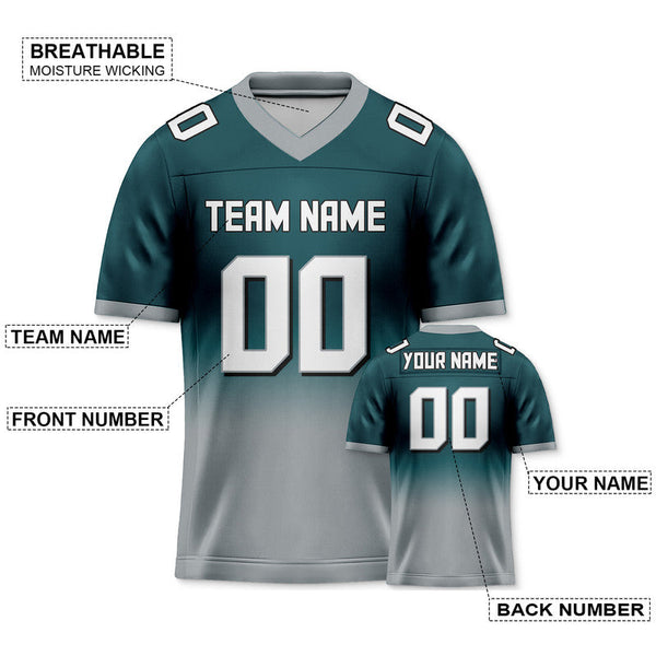 Custom Aqua Gray-White Authentic Split Fashion Football Jersey