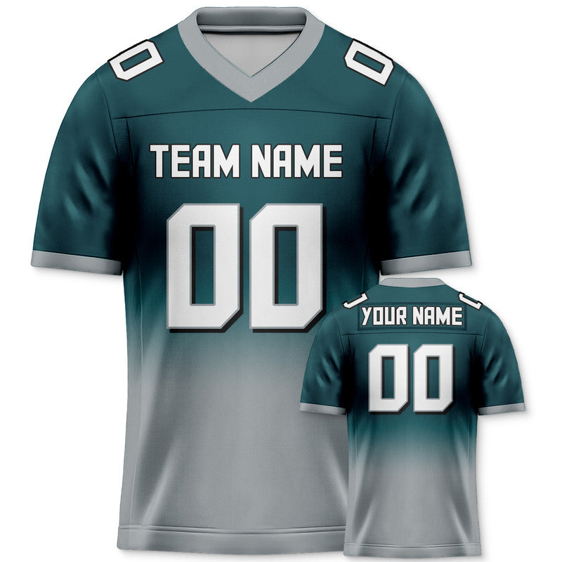 Custom Aqua Gray-White Authentic Split Fashion Football Jersey