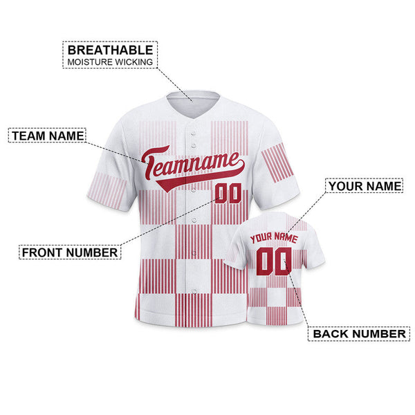 Custom White Red Creative  Cool Concept Authentic Baseball Jersey1