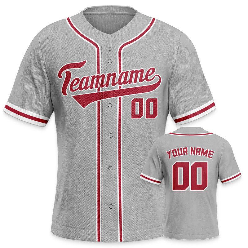 Custom Gray Red-White Authentic Baseball Jersey