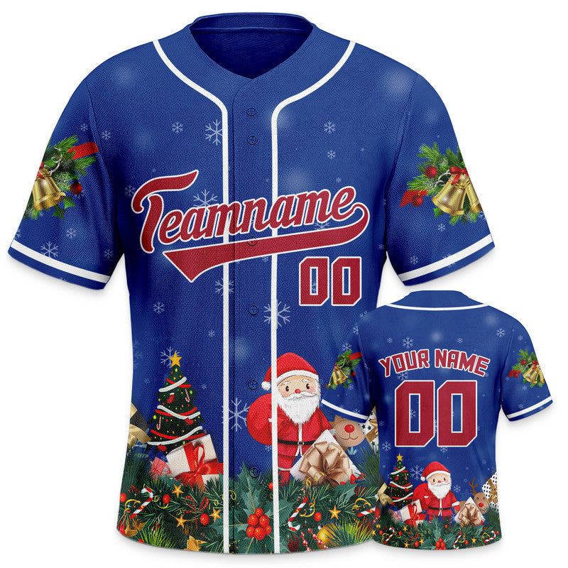 Christmas Day Custom Royal Red-White Santa Claus Authentic Baseball Jersey4