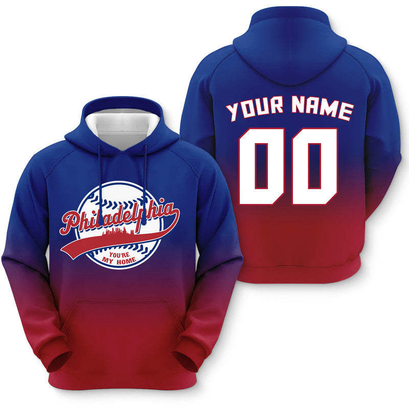 Custom Sports Pullover Sweatshirt Baseball City Philadelphia  You're My Home Split Fashion Hoodie