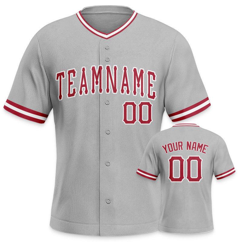 Custom Gray Red-White Authentic Baseball Jersey-1