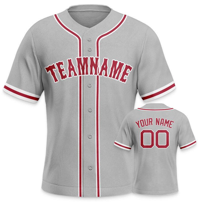 Custom Gray Red-White Authentic Baseball Jersey-2