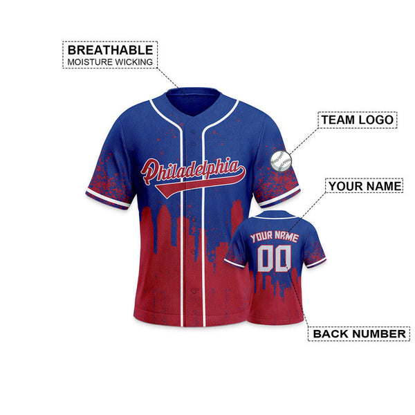 Custom 3D Graffiti Royal Red-White Authentic Baseball Silhouette Jersey