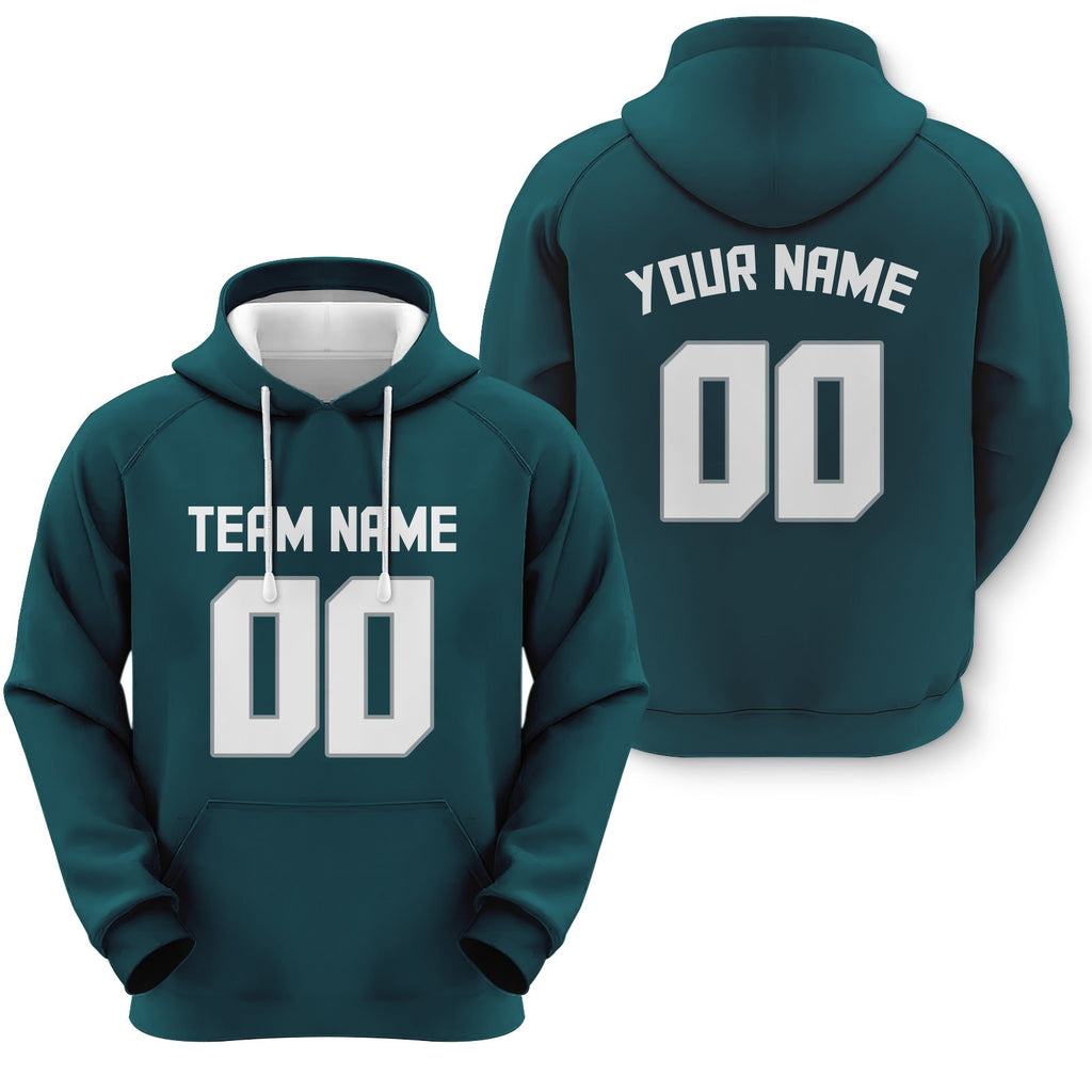 Custom Aqua White-Gray Sports Pullover  Sweatshirt Football Hoodie