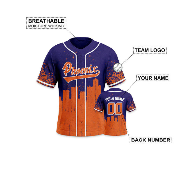 Custom 3D Graffiti Purple Orange-White Authentic Baseball Silhouette Jersey