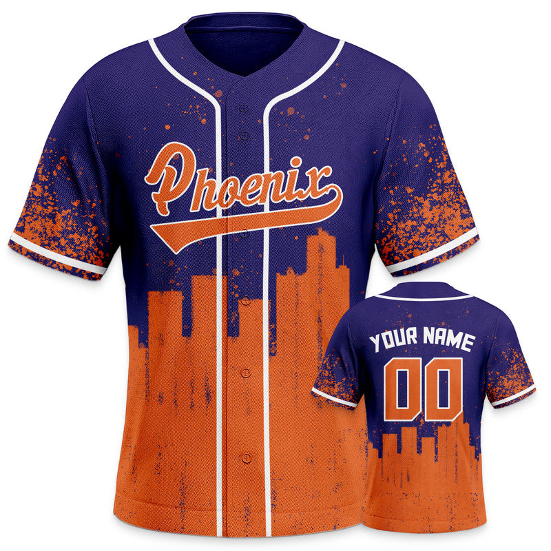 Custom 3D Graffiti Purple Orange-White Authentic Baseball Silhouette Jersey