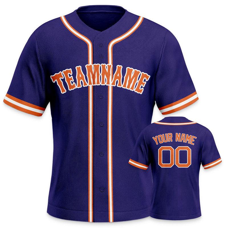 Custom Purple Orange-White Authentic Baseball Jersey-2