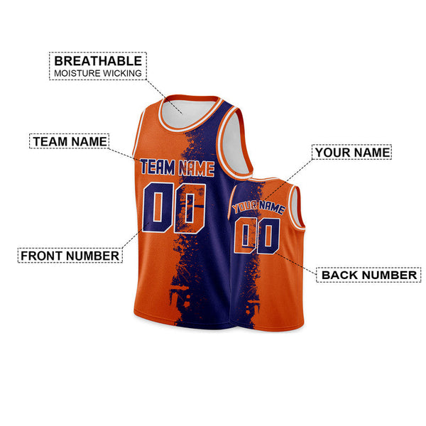 Custom Orange Navy-White Authentic Spilt Fashion Basketball Jersey2