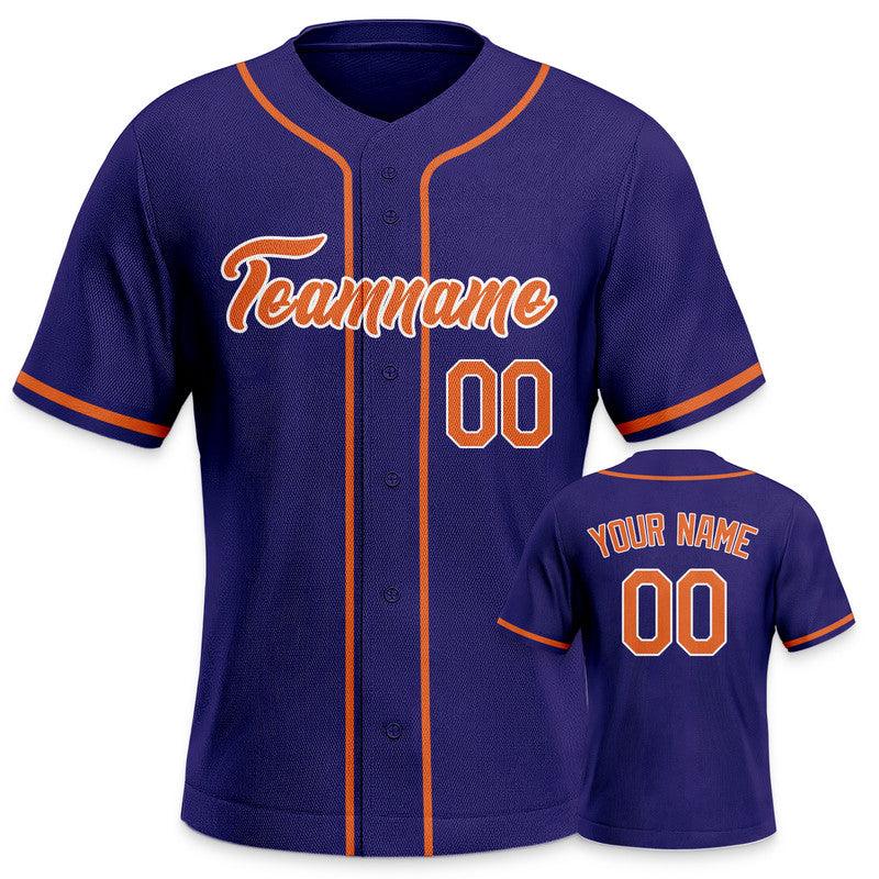 Custom Purple Orange-White Authentic Baseball Jersey-3