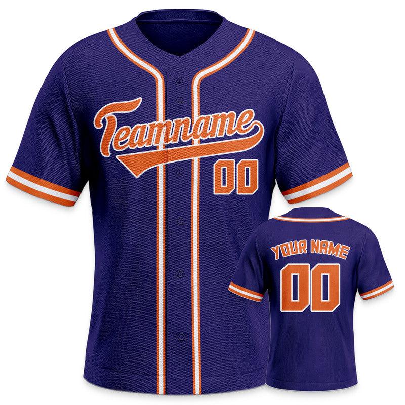 Custom Purple Orange-White Authentic Baseball Jersey