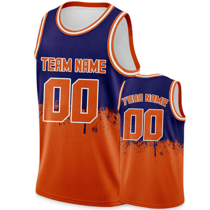 Custom Navy Orange-White Authentic Spilt Fashion Basketball Jersey1