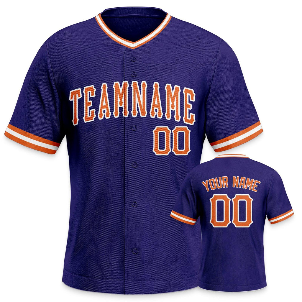 Custom Purple Orange-White Authentic Baseball Jersey-1